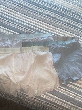 Set of 4 Men's Cotton Boxer Briefs - White & Light Blue